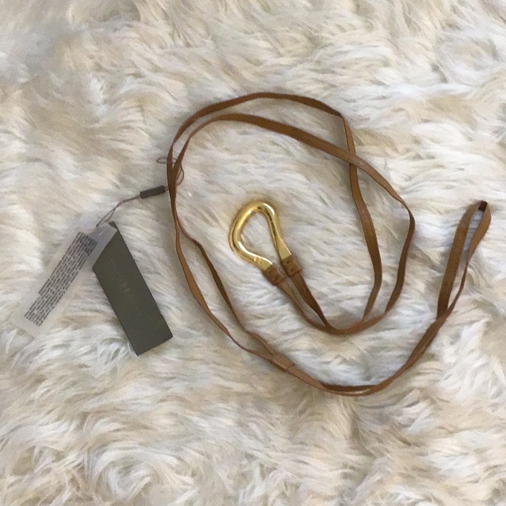 Tan leather Halston Heritage loop belt